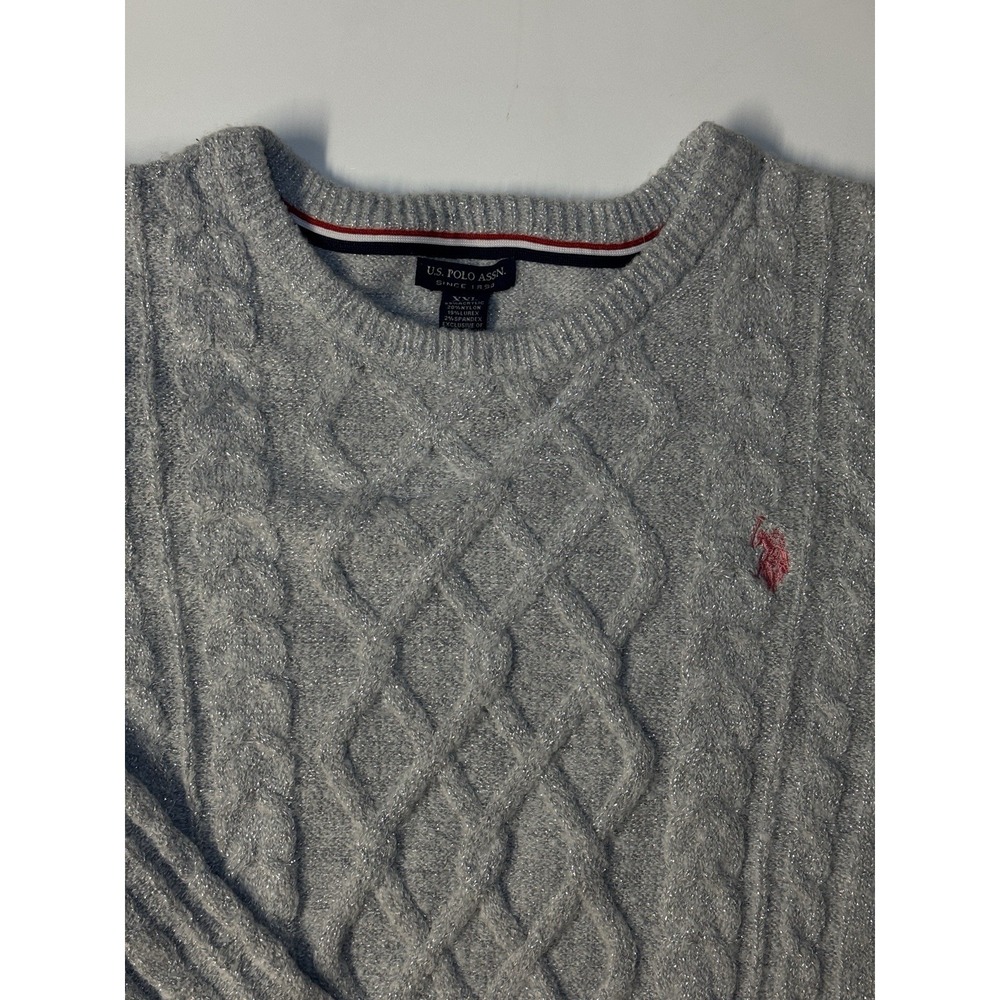 U.S. Polo Assn. Woman's XXL Metallic Cable Knit Sweater